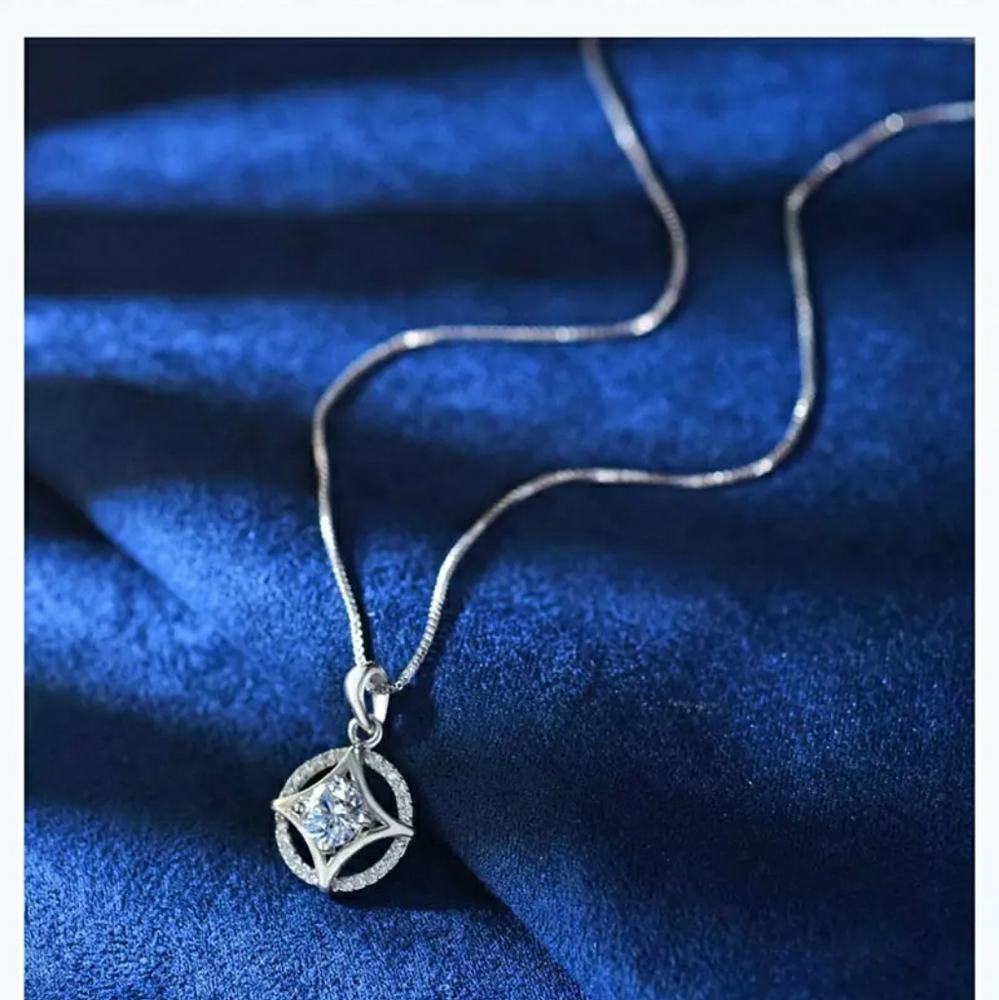 NEW 925 Sterling Silver Diamond Star Necklace - Picture 6 of 11